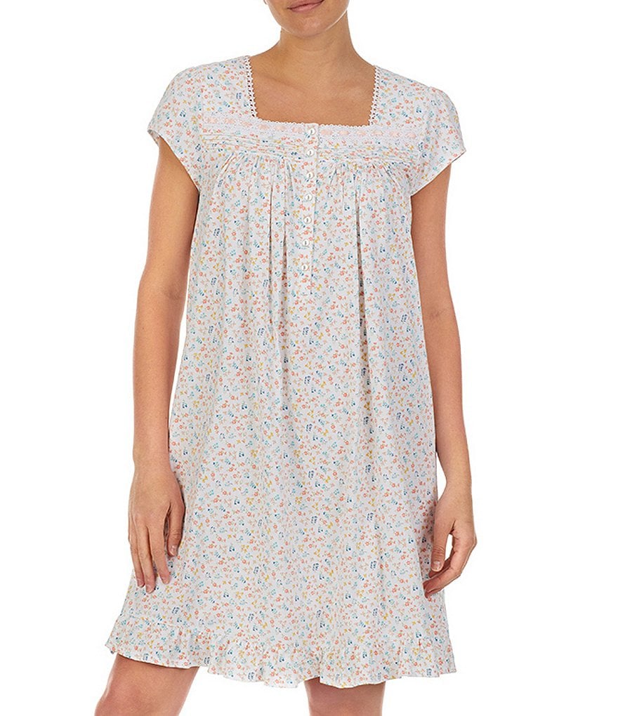 Eileen West Floral Print Jersey Knit Short Nightgown
