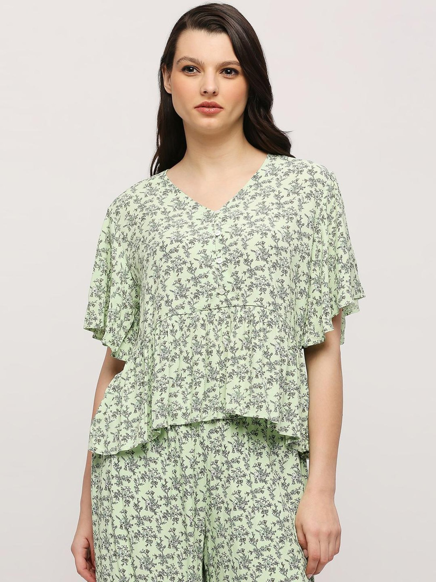 Pepe Jeans Green Printed Top