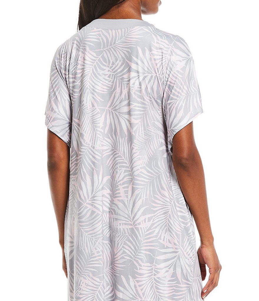 iRelax Printed Recycled-Knit Short Sleeve V-Neck Caftan