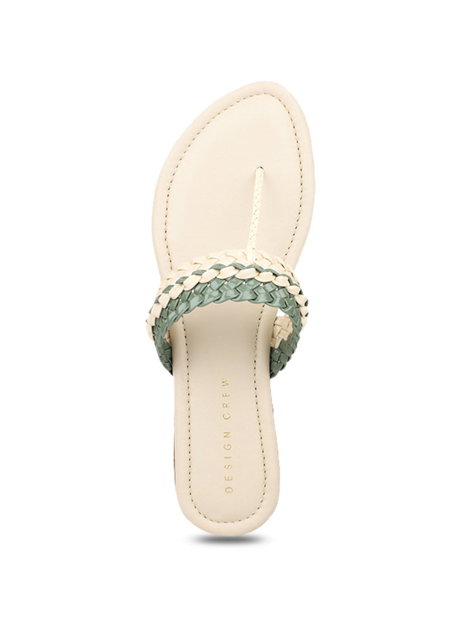 Design Crew Women's Beige T-Strap Sandals