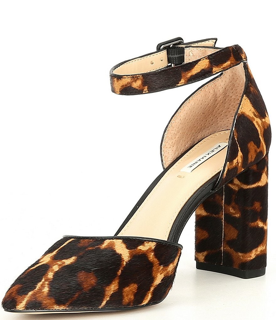 Alex Marie Genevie Leopard Two 2 Piece Block Heel Pumps