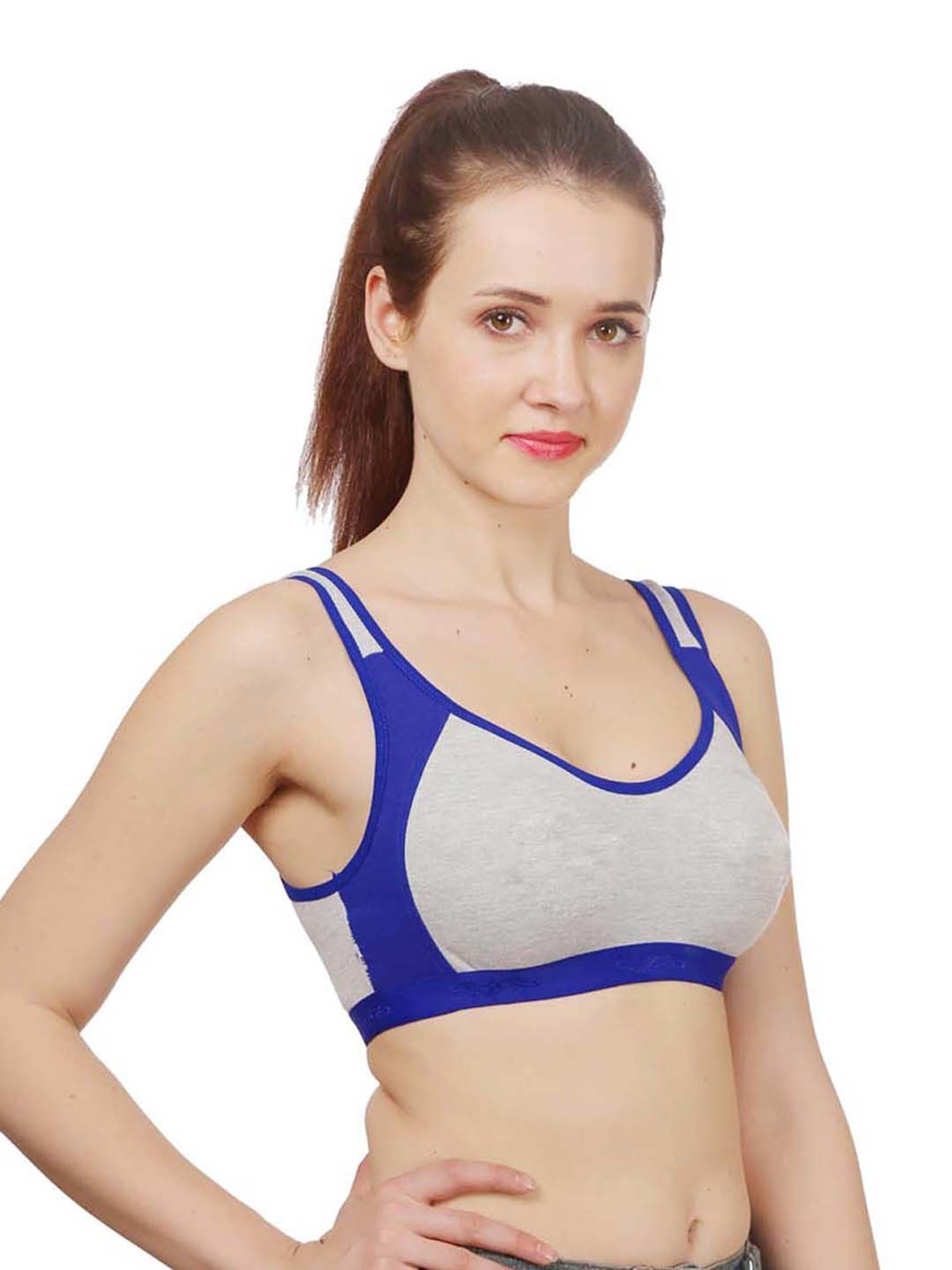 AROUSY Grey & Blue Cotton Beginner's Bra
