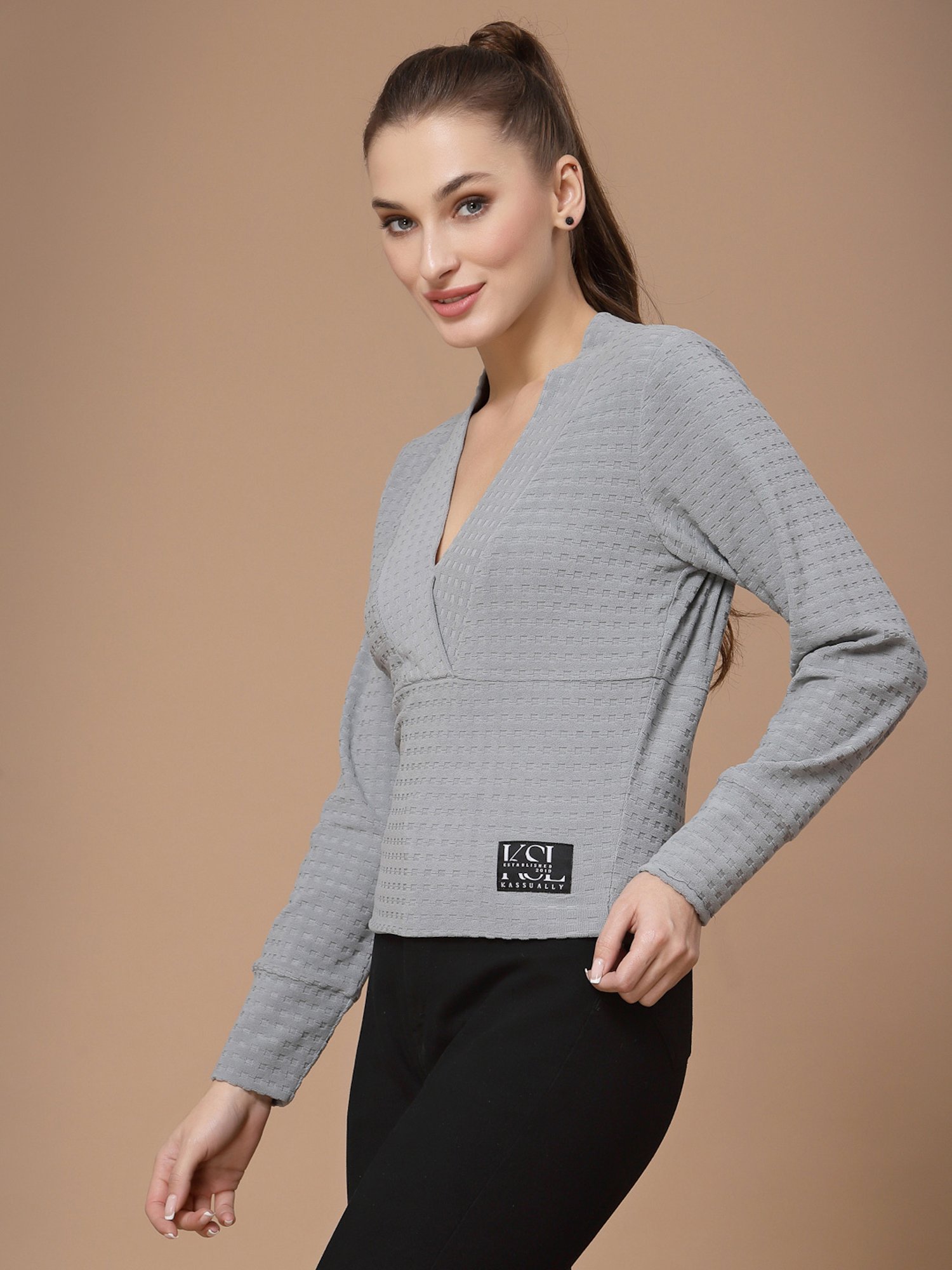 KASSUALLY Grey Relaxed Fit Top