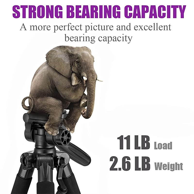 PT55 Travel Camera Tripod Lightweight Aluminum for DSLR SLR Canon Nikon Sony Olympus DV with Carry Bag 11 lbs5kg Load Gold