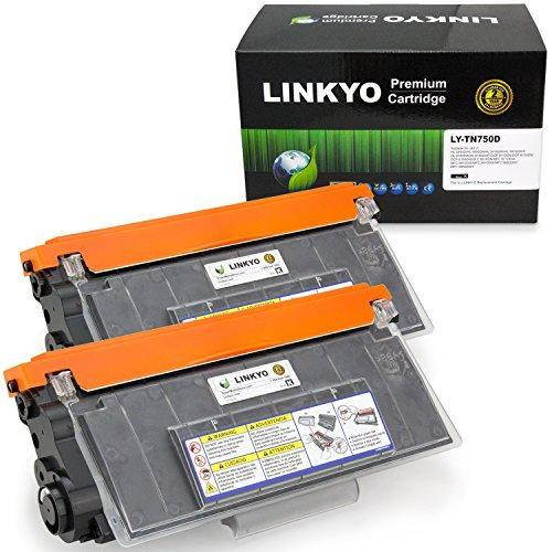 LINKYO Compatible Replacement for Brother TN750 TN-750 TN720 High Yield Toner Cartridge (Black, 2-Pack)