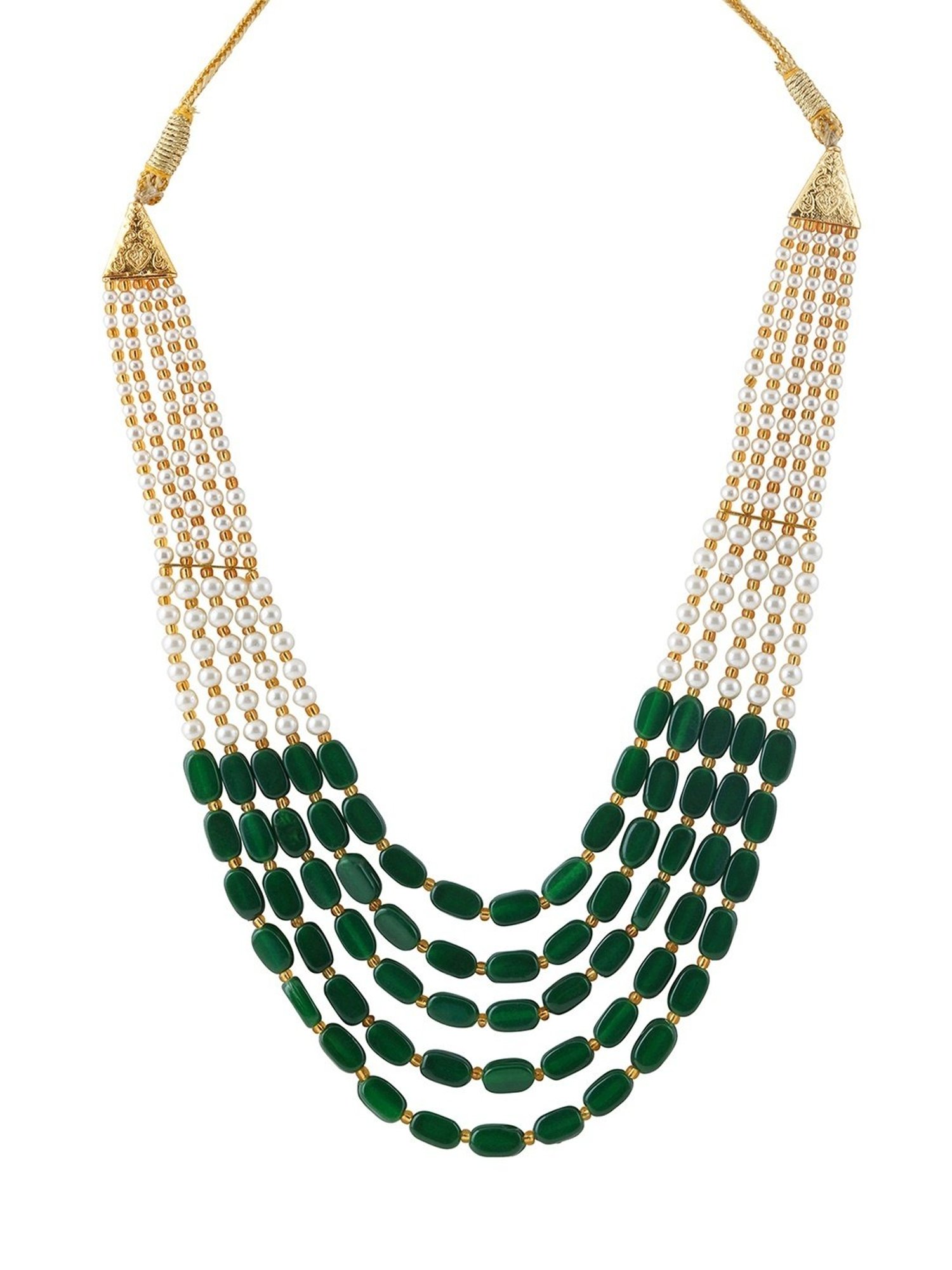 Teejh Aarushi Green Bead & Pearl Necklace for Women