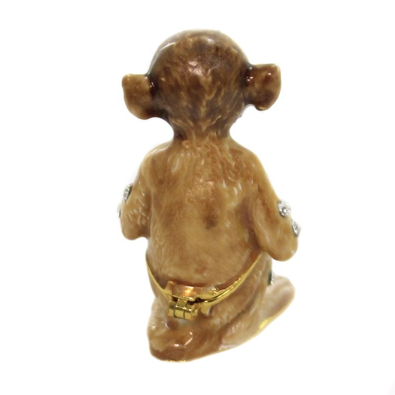 Hinged Trinket Box 2.0" Monkey Hinged Trinket Box Crystals Enamel  -  Decorative Figurines