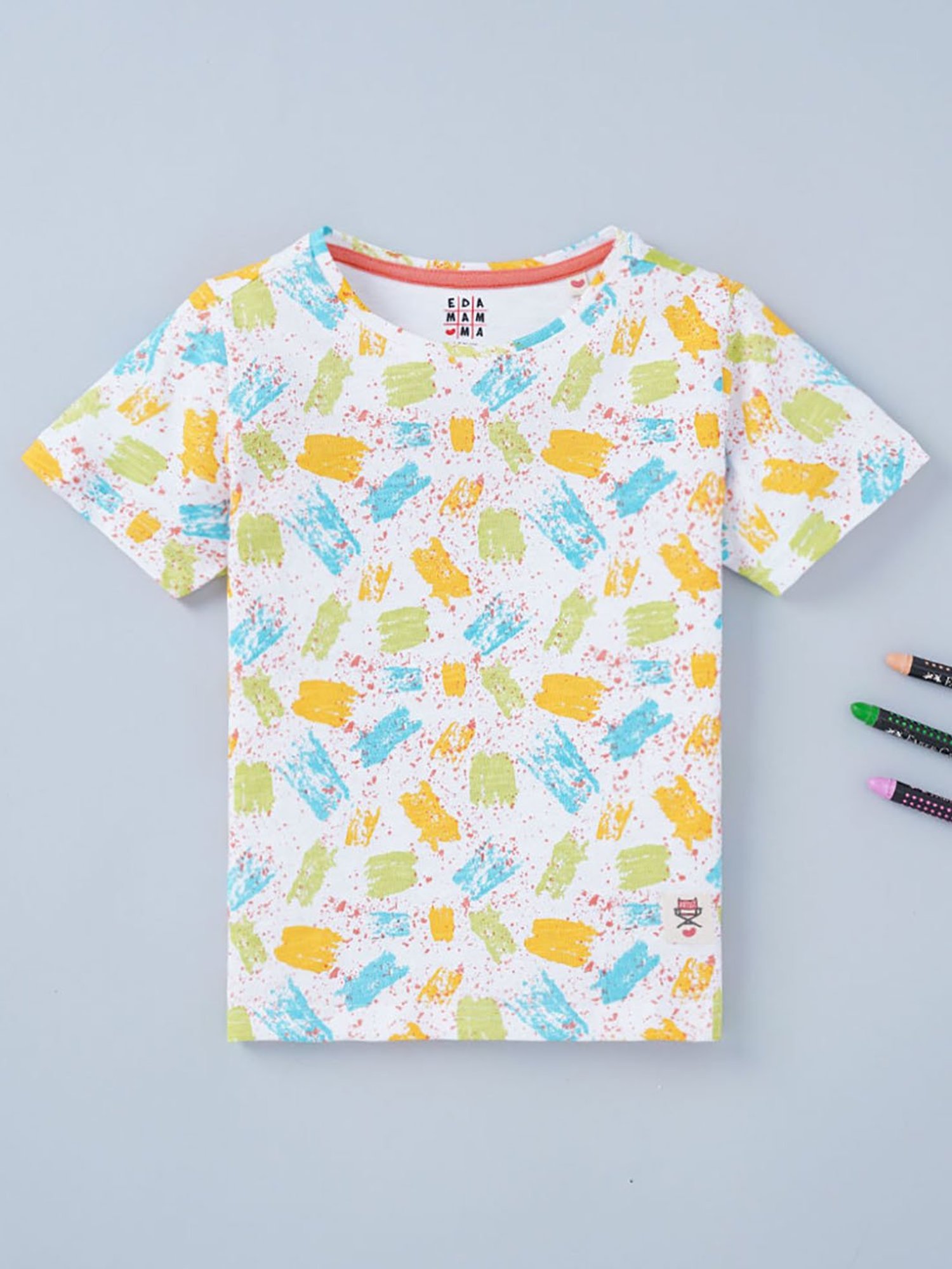 Ed-a-Mamma Kids White Printed T-Shirt