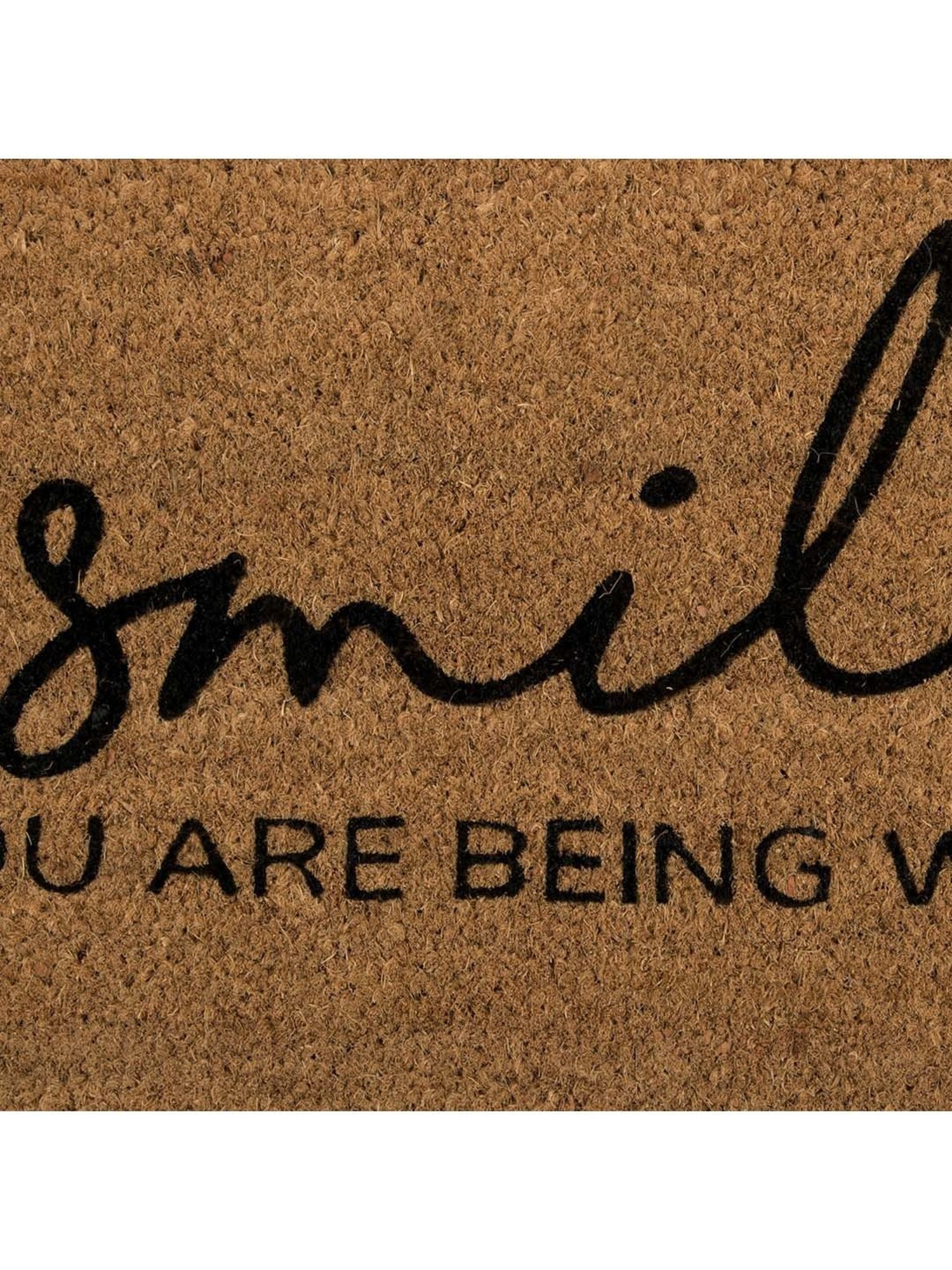 SWHF Smile ! you are being watched Brown & Black Pvc Medium Door Mat