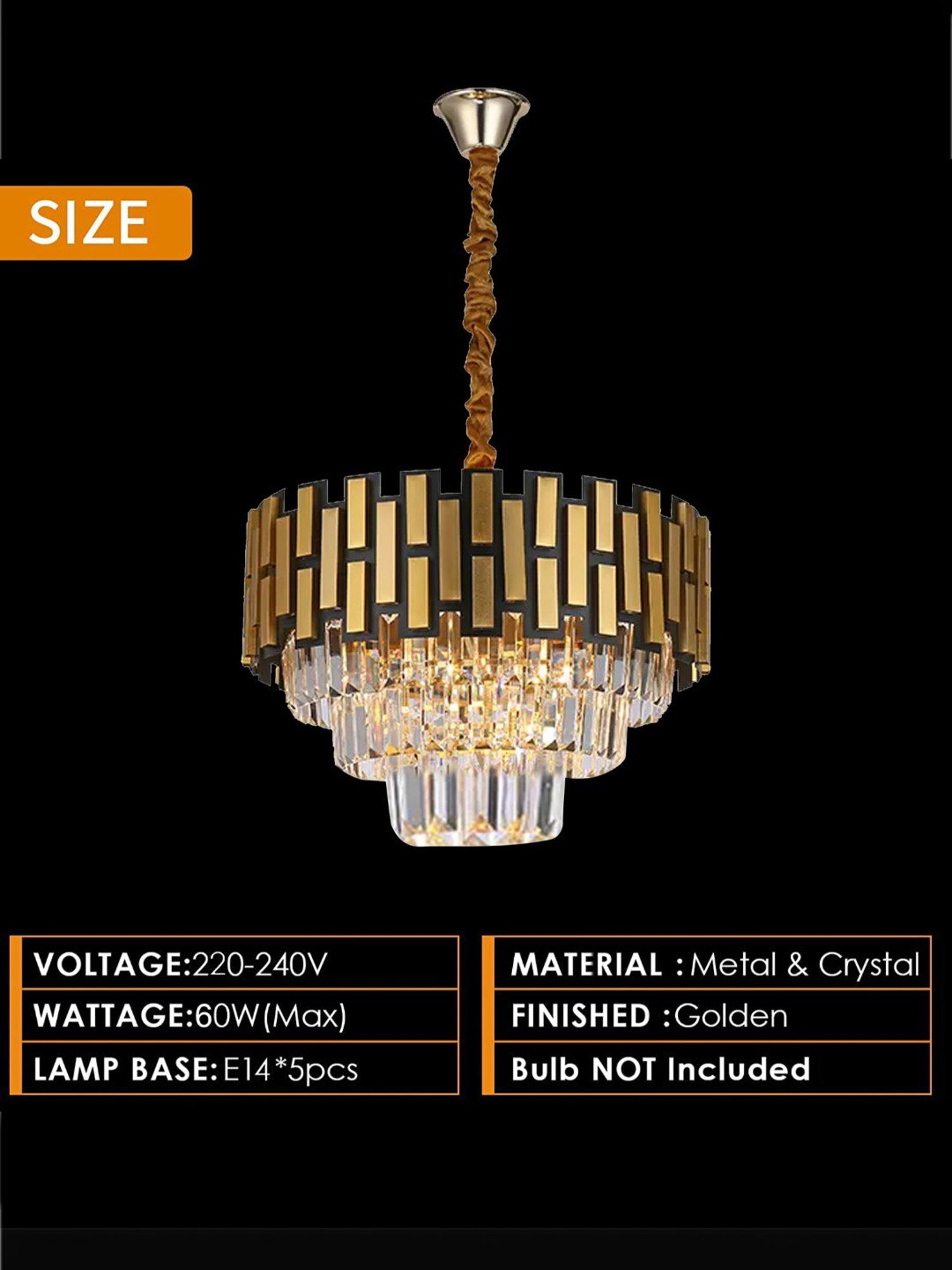 Homesake Gold Metal Crystal Chandelier
