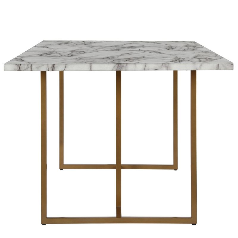 Edith Rectangular Faux Marble Dining Table White/Gold - CosmoLiving by Cosmopolitan