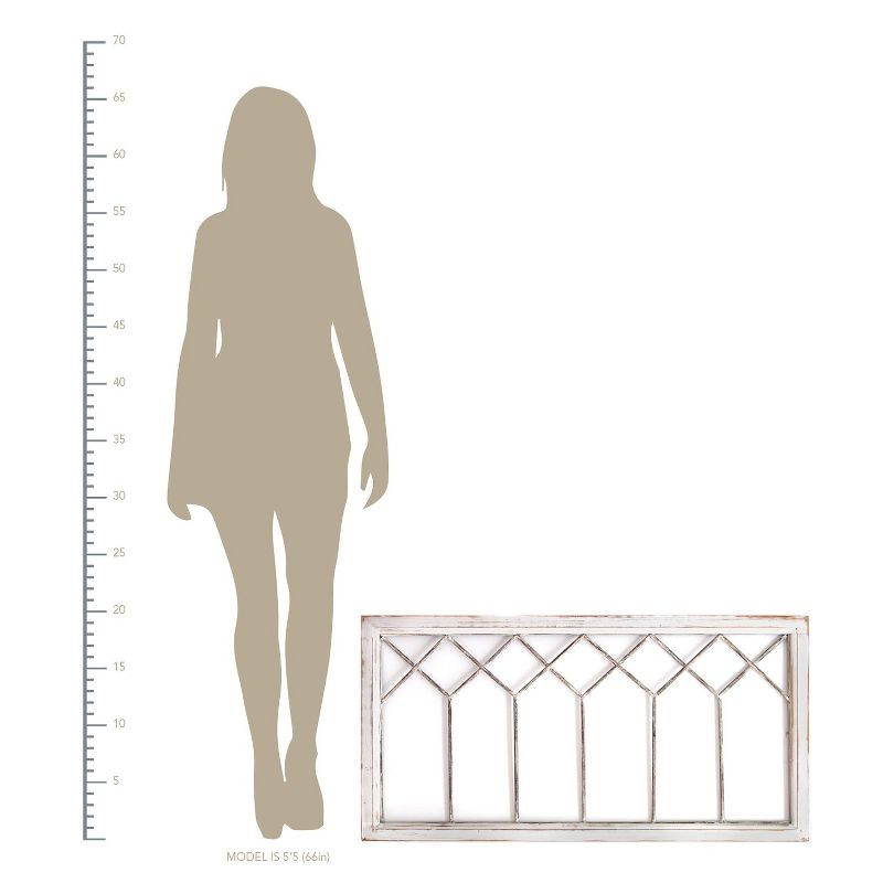 Stratton Home Decor Handcrafted Distressed Horizontal Rustic Vintage Farmhouse Window Panel Wall Art with Sawtooth Hanging Method, Brown