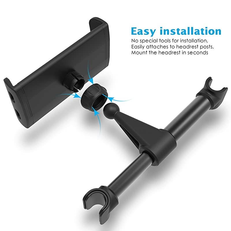 Car Headrest Mount  Tablet Headrest Holder Stand Cradle Compatible with Devices Such as iPad Pro Air Mini Galaxy Tabs Other 47 105 Cellphones and Tablets Black
