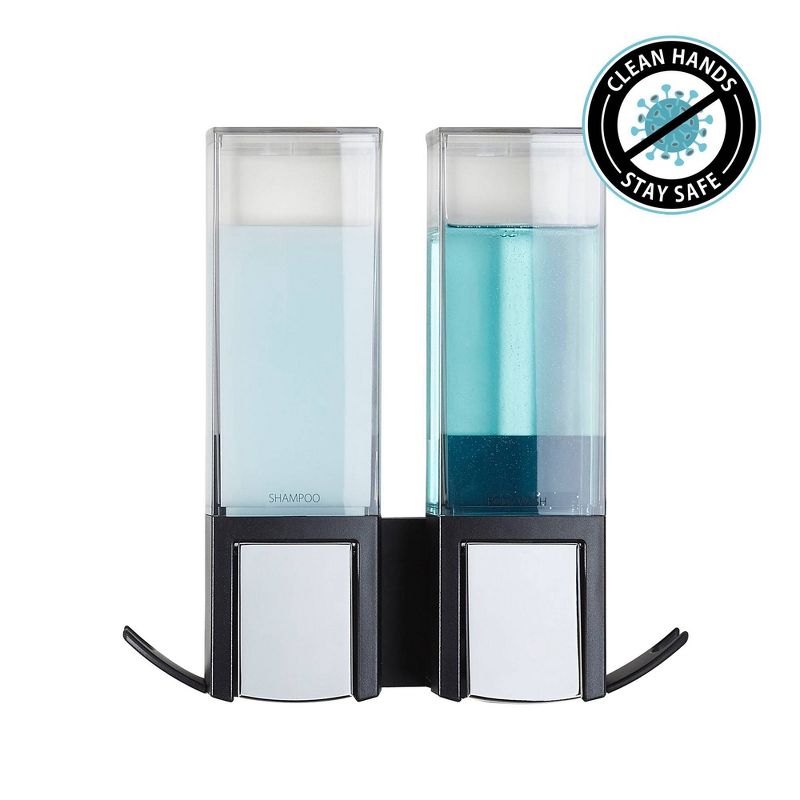 Clever Double Chamber Wall Mount Soap and Sanitizer Dispenser  Black - Better Living Products