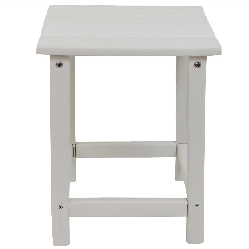 Sunnydaze Faux Wood Design Plastic All-Weather Square Modern Adirondack Side Table, White