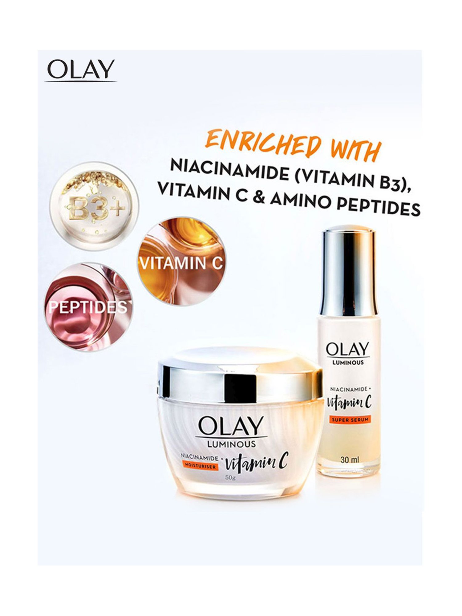 Olay Luminous Vitamin C Cream,with 99% pure Niacinamide - 50 gm