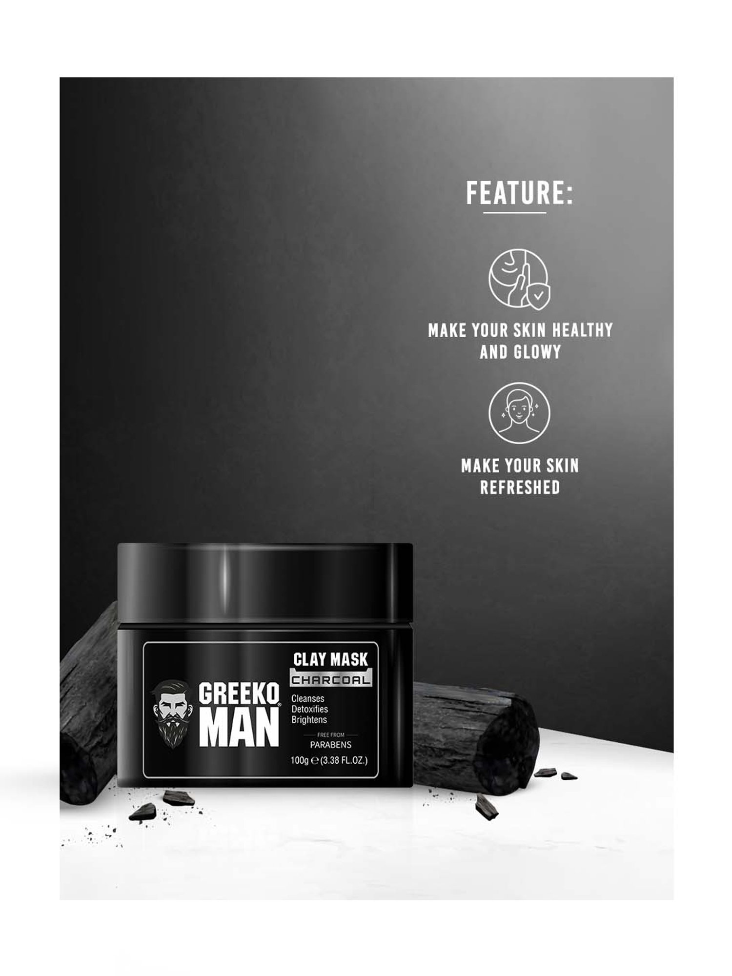 Greeko Man Clay Mask - Charcoal