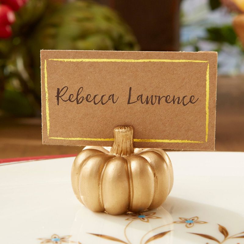 12ct Mini Pumpkin Place Card Holder Gold