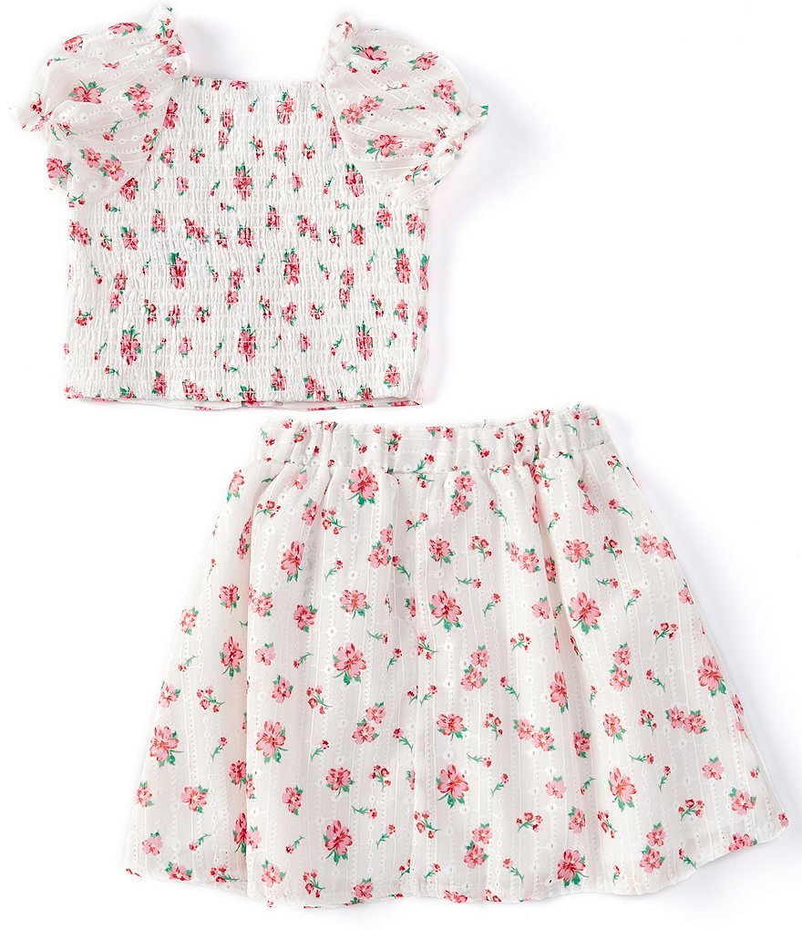 Ally B Big Girls 7-16 Flutter-Sleeve Dotted Top & Shorts Set