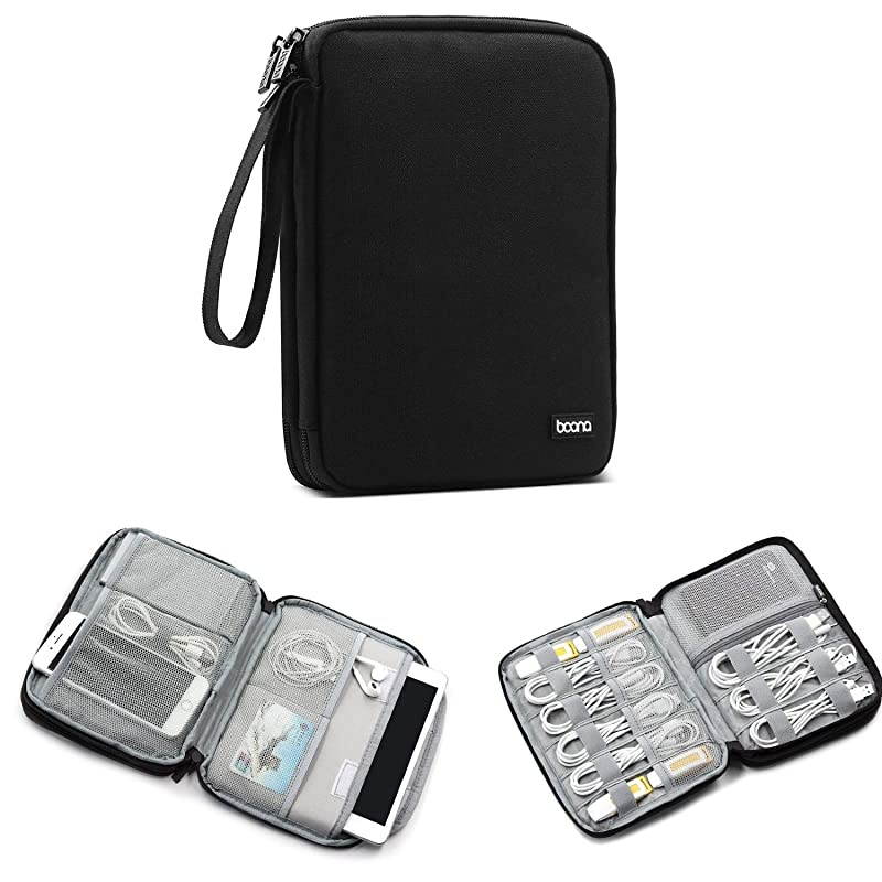 Travel Cable Bag Cord pouch Electronic Organizer Universal Cable Organizer Electronics Accessories Cases for Cables, Charger, Phone, USB, SD Card and ipad air (Large Single-Layer, Black)