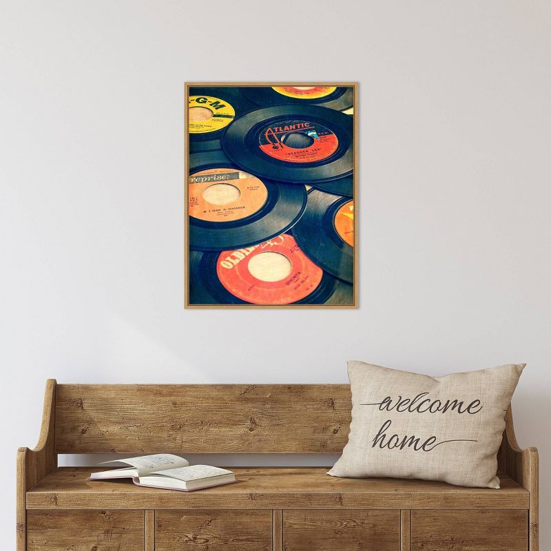 18" x 24" Old Records by Edward M Fielding Framed Canvas Wall Art - Amanti Art