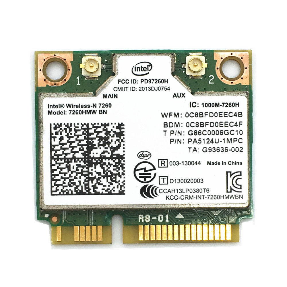Intel Wireless-N 7260 7260HMW BN 802.11b/g/n WiFi+Bluetooth 4.0 Mini PCI-E Card