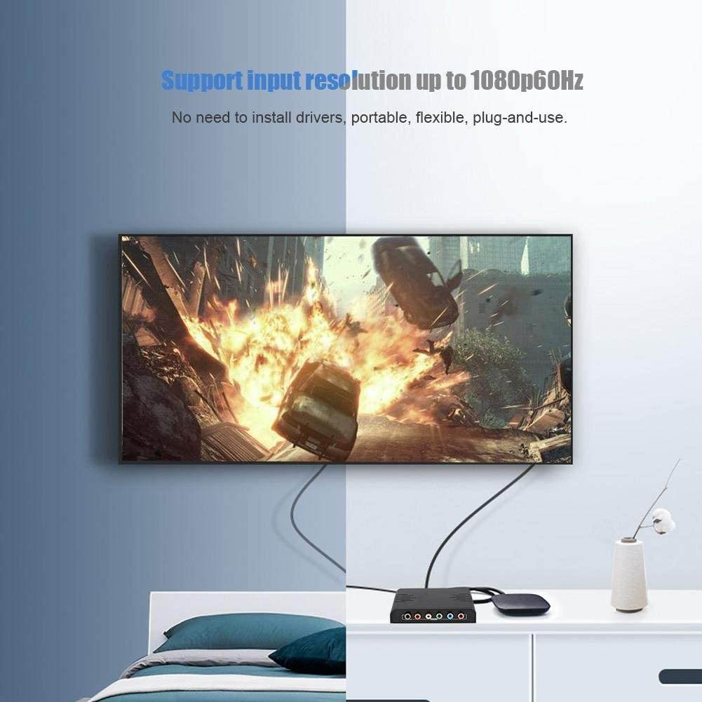 Estink HDMI to YPbPr Video and R/L Audio Signal HD Converter, Support CRT/LCD/LED Display, HDTV or Projector, Suitable for Set-top Box, DVD, School and Various Companies(US)