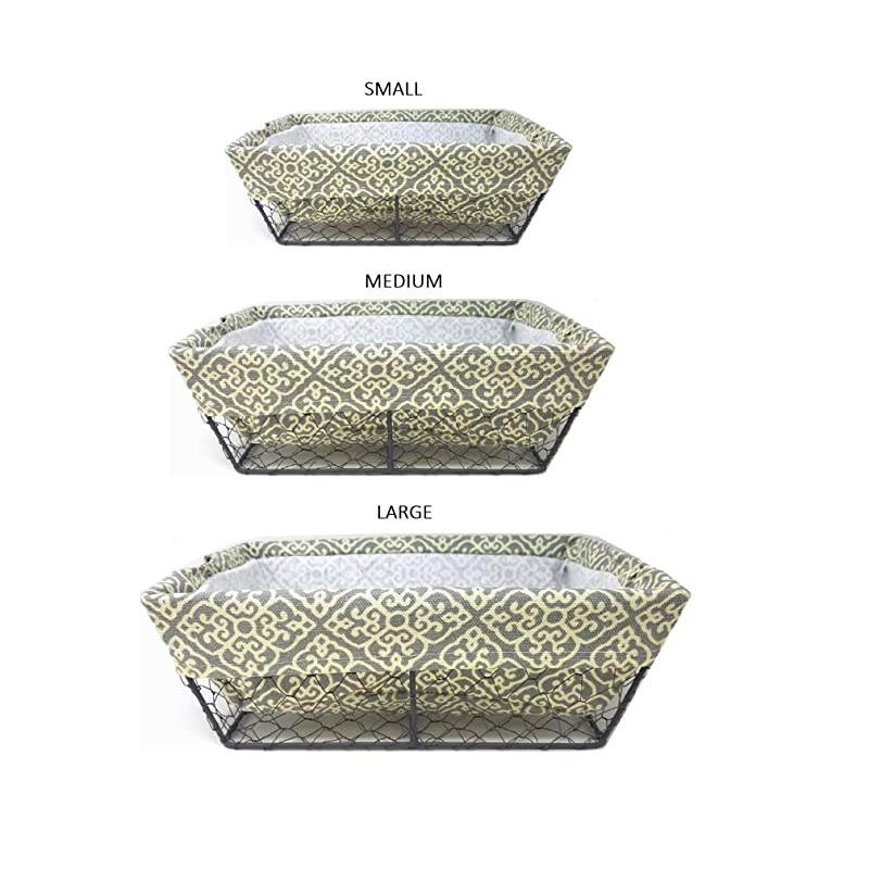 Set of 3 Farmhouse Wire Basket Liner Set Home and Kitchen Storage (Black & White Check)