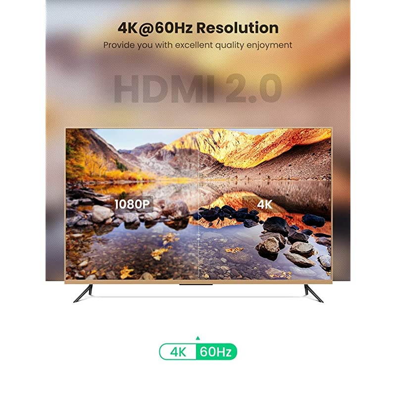 HDMI Cable 4K Braided High Speed HDMI Cord 18Gbps with Ethernet Support 4K 60HZ Compatible for UHD TV Monitor Computer Xbox 360 PS5 PS4 Bluray and More 10FT