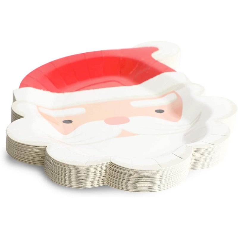 Blue Panda 24 Pack Santa Claus Paper Plates for Christmas Party Supplies (7.5 x 10 In)
