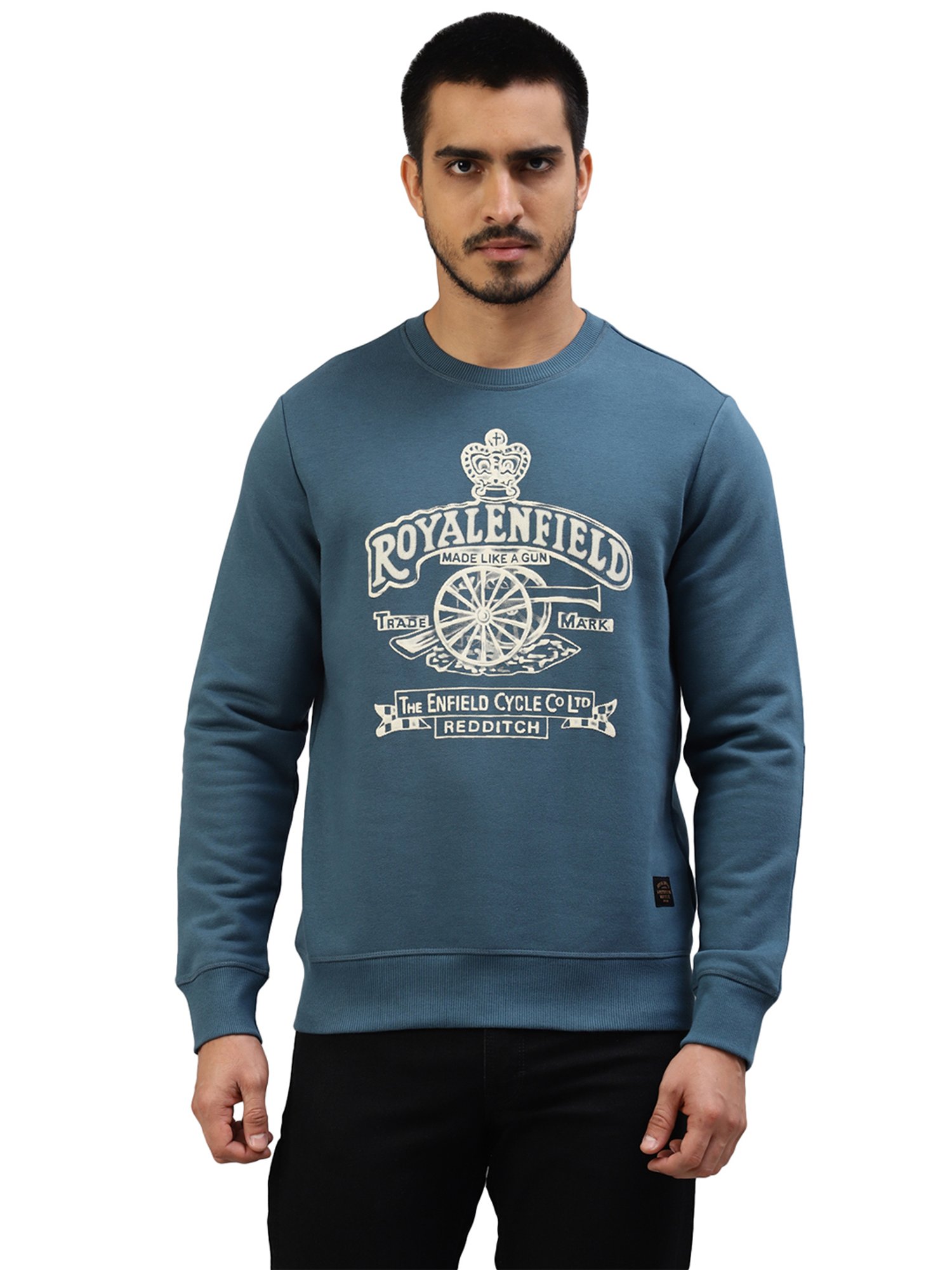 Royal Enfield Blue Regular Fit Printed Sweatshirt