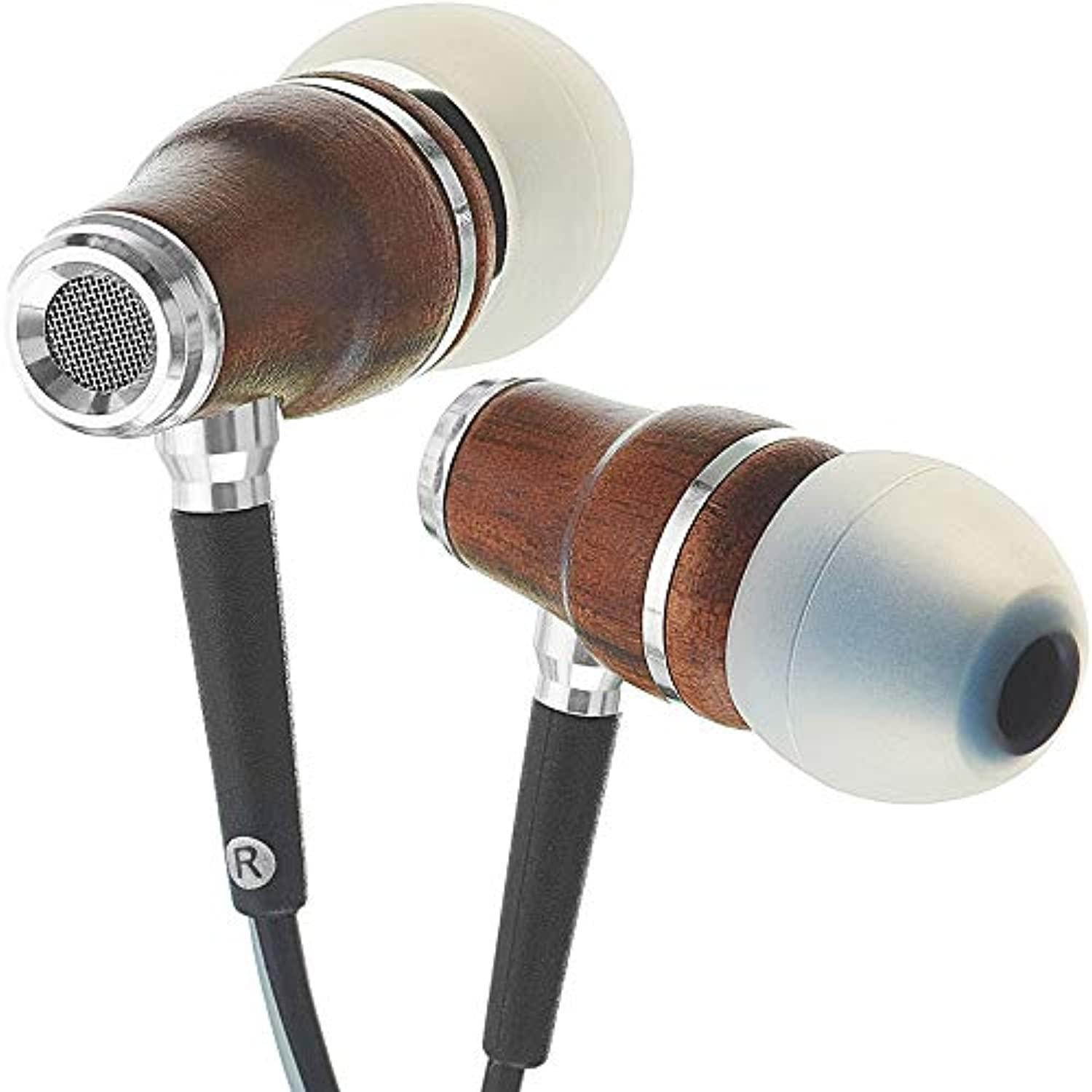 Symphonized NRG 3.0 Earbuds | Wood In-ear Noise-isolating Headphones with Mic & Volume Control (Black Night & Hazy Gray)
