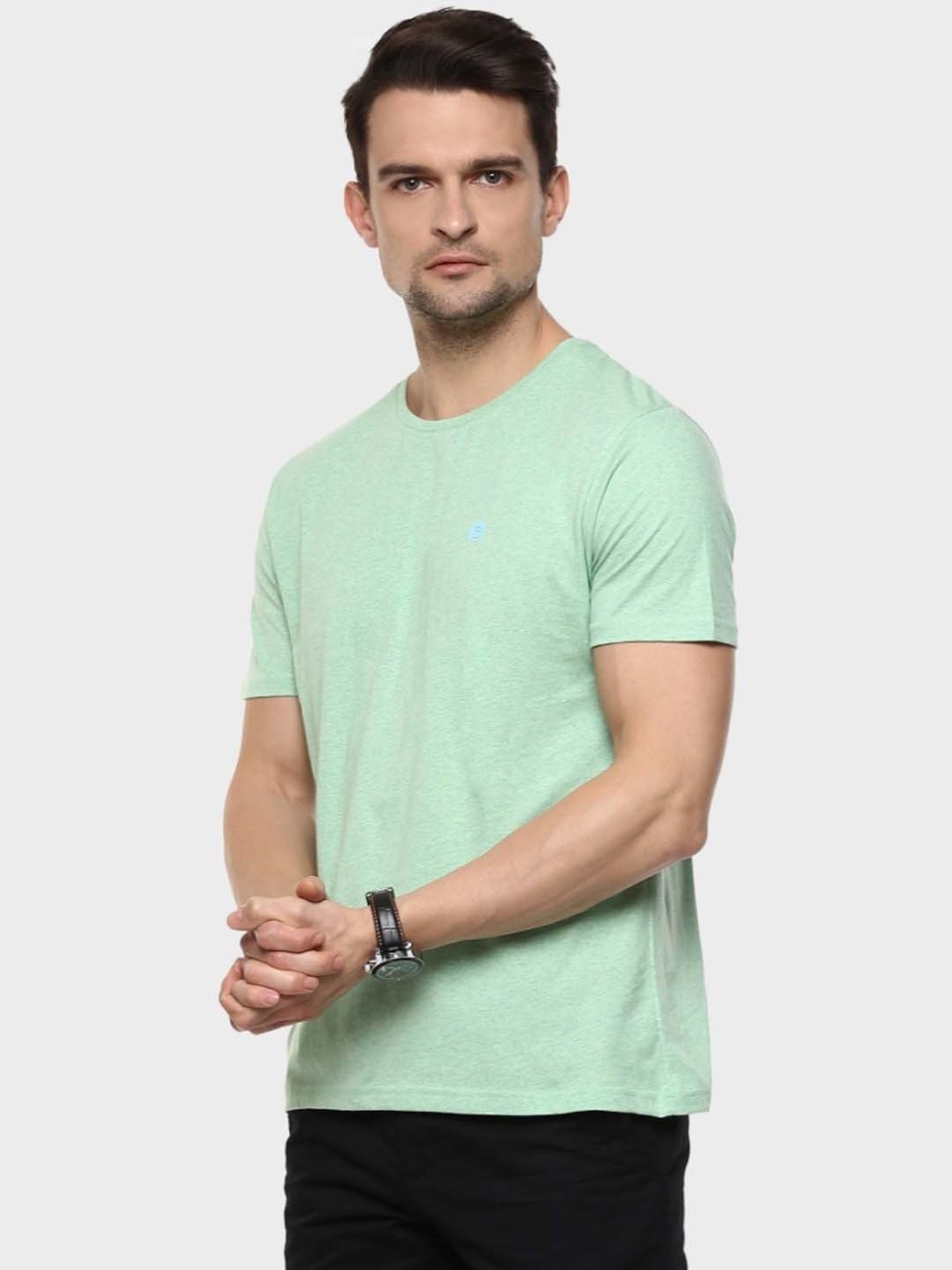 BOSSINI Green Cotton Regular Fit T-Shirt