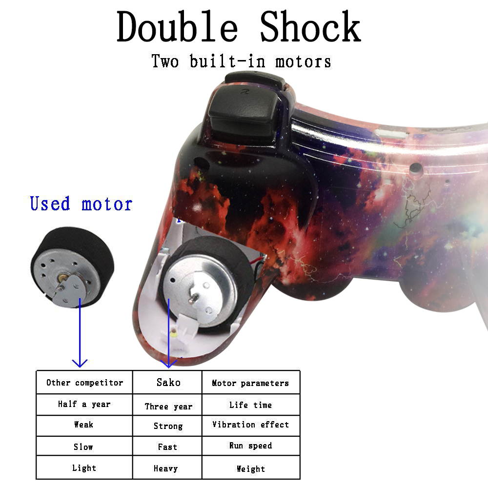 CHENGDAO PS3 Controller Wireless Dual Shock Gamepad for Sony Playstation 3 with Charging Cord (galaxy)