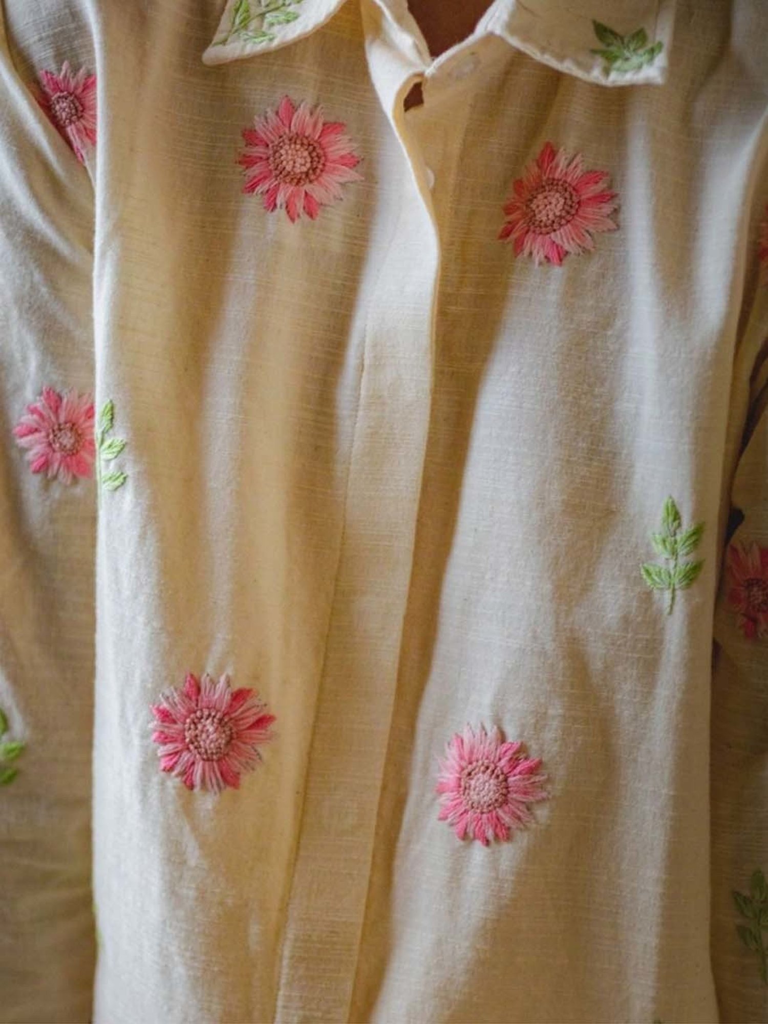 Mushio Off White Nargis Handwoven Cotton Slub Shirt