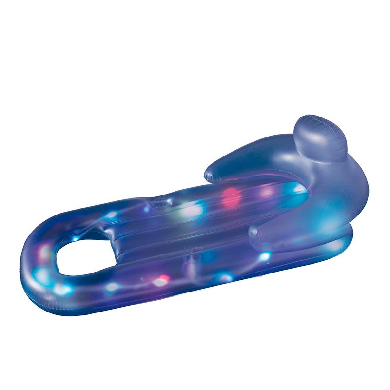 Pool Central 60.25" Inflatable Blue Swimming Pool Multi Color LED Lighted Lounger