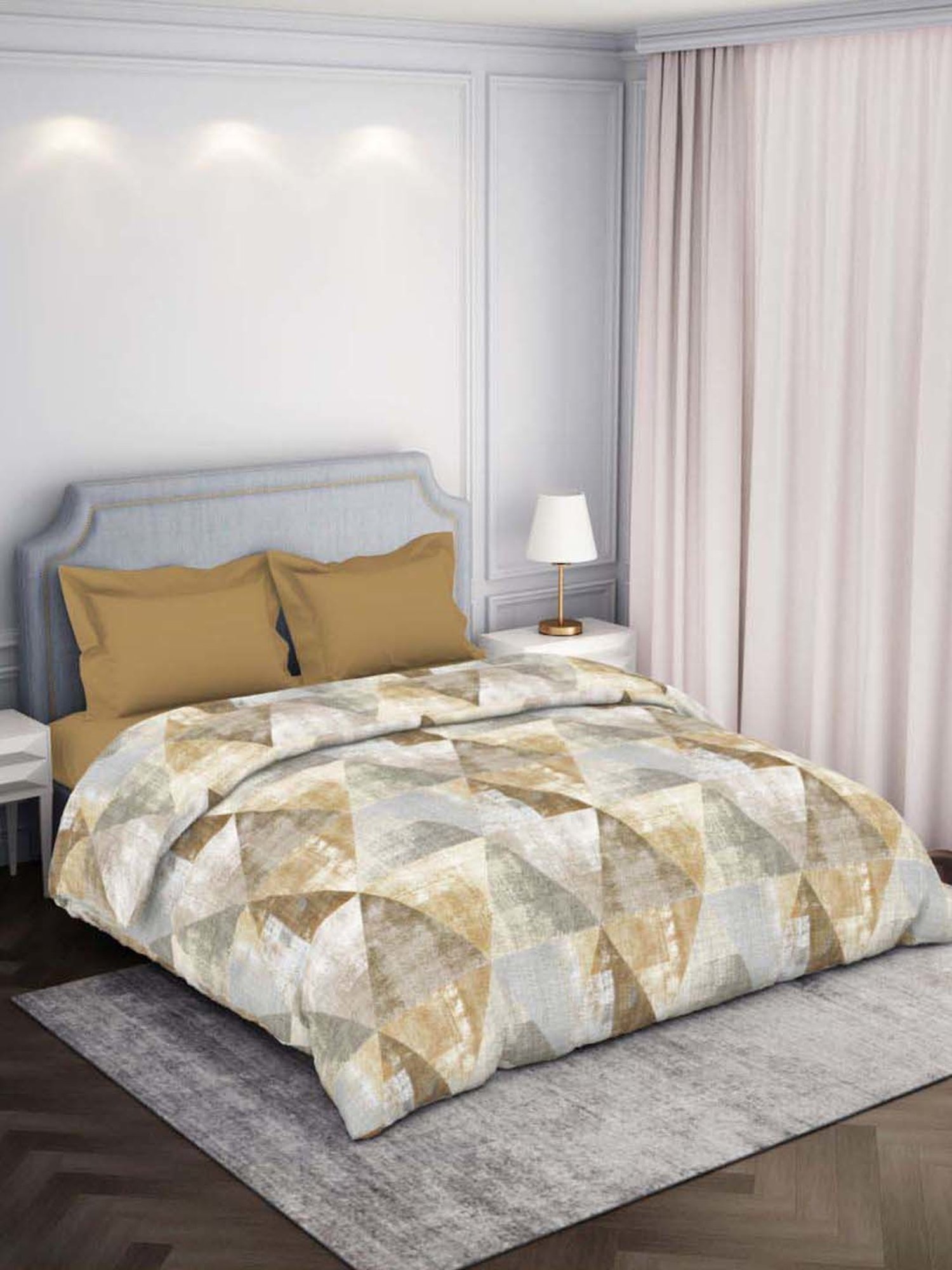 Spaces Atrium Brown 100% Cotton 144 TC Double Bed Ac Quilt
