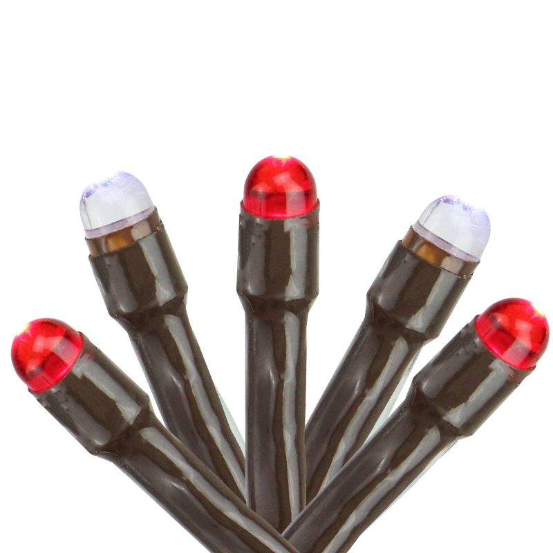 Northlight 2' x 8' Red and White Micro LED Net Style Tree Trunk Christmas Lights, Brown Wire