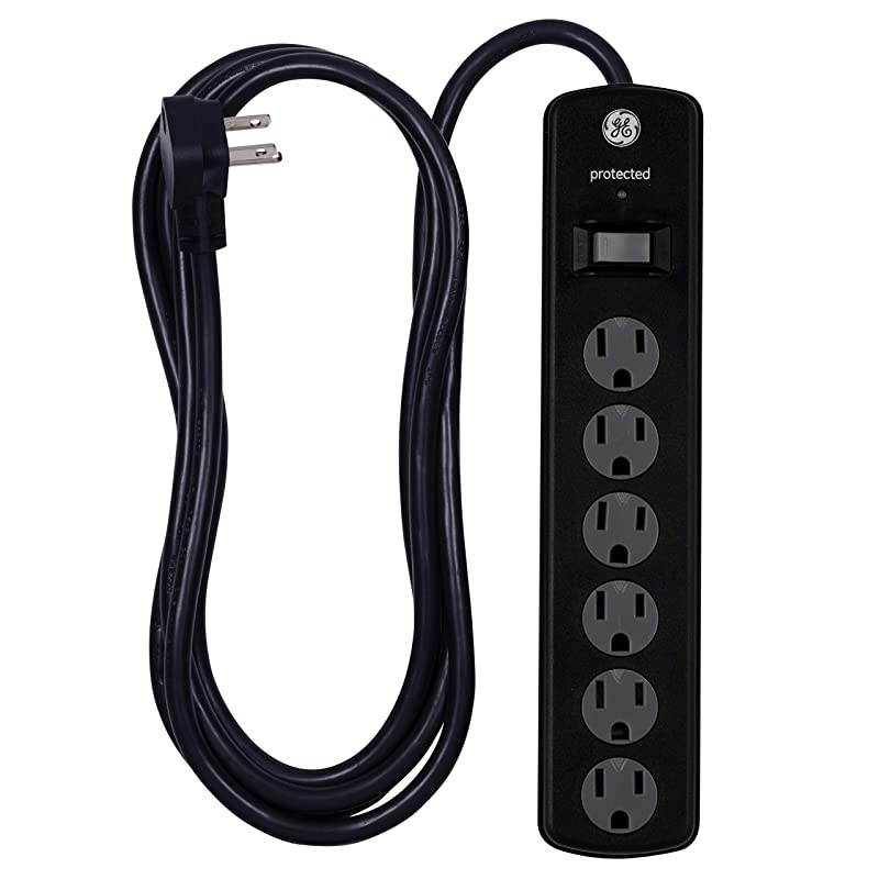 UL Listed, Black, 6 Outlet Sur Protector, 8 Ft Extension Cord, Power Strip, 1300 Joules, Twist-To-Close Safety Covers, 33662, 8 ft, 8 Ft