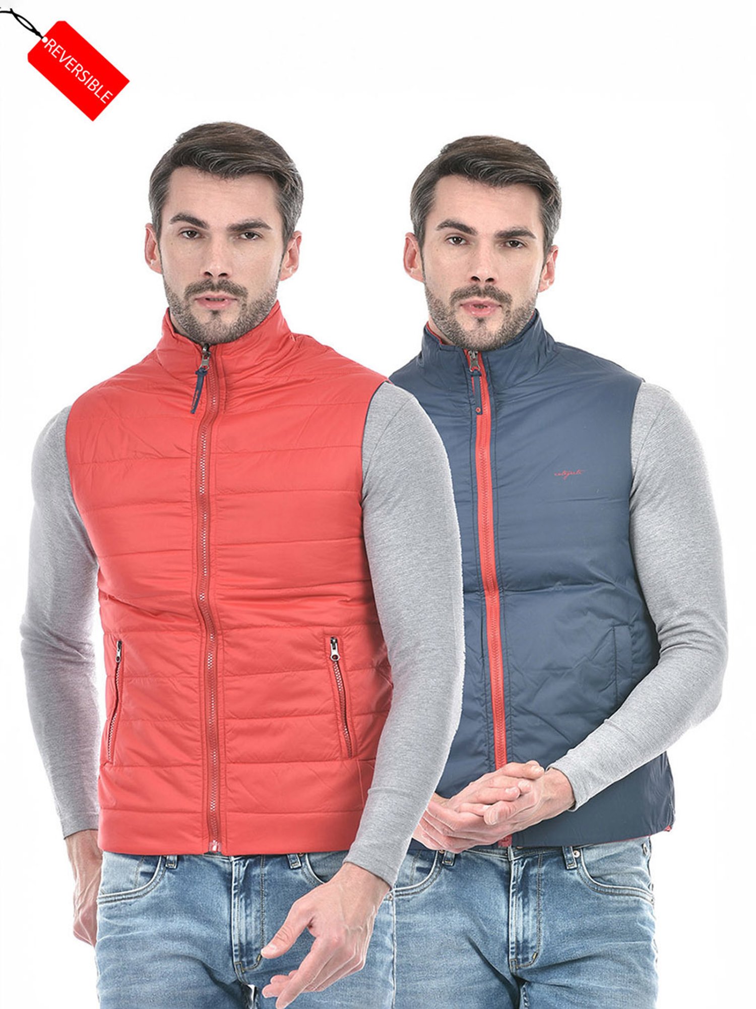 Integriti Red & Navy Regular Fit Reversible Jacket