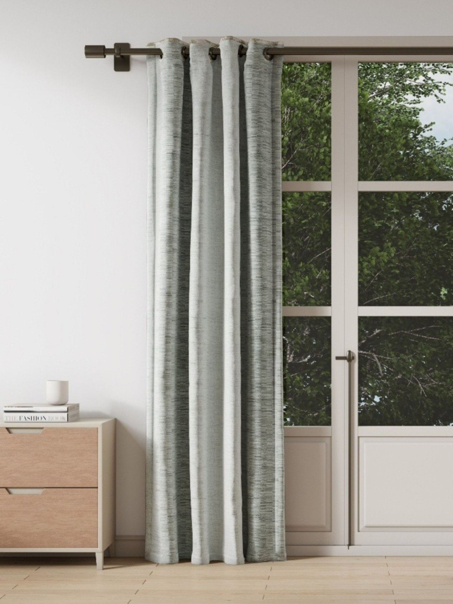 DDecor Grey Self Polyester 7 ft Door Curtain