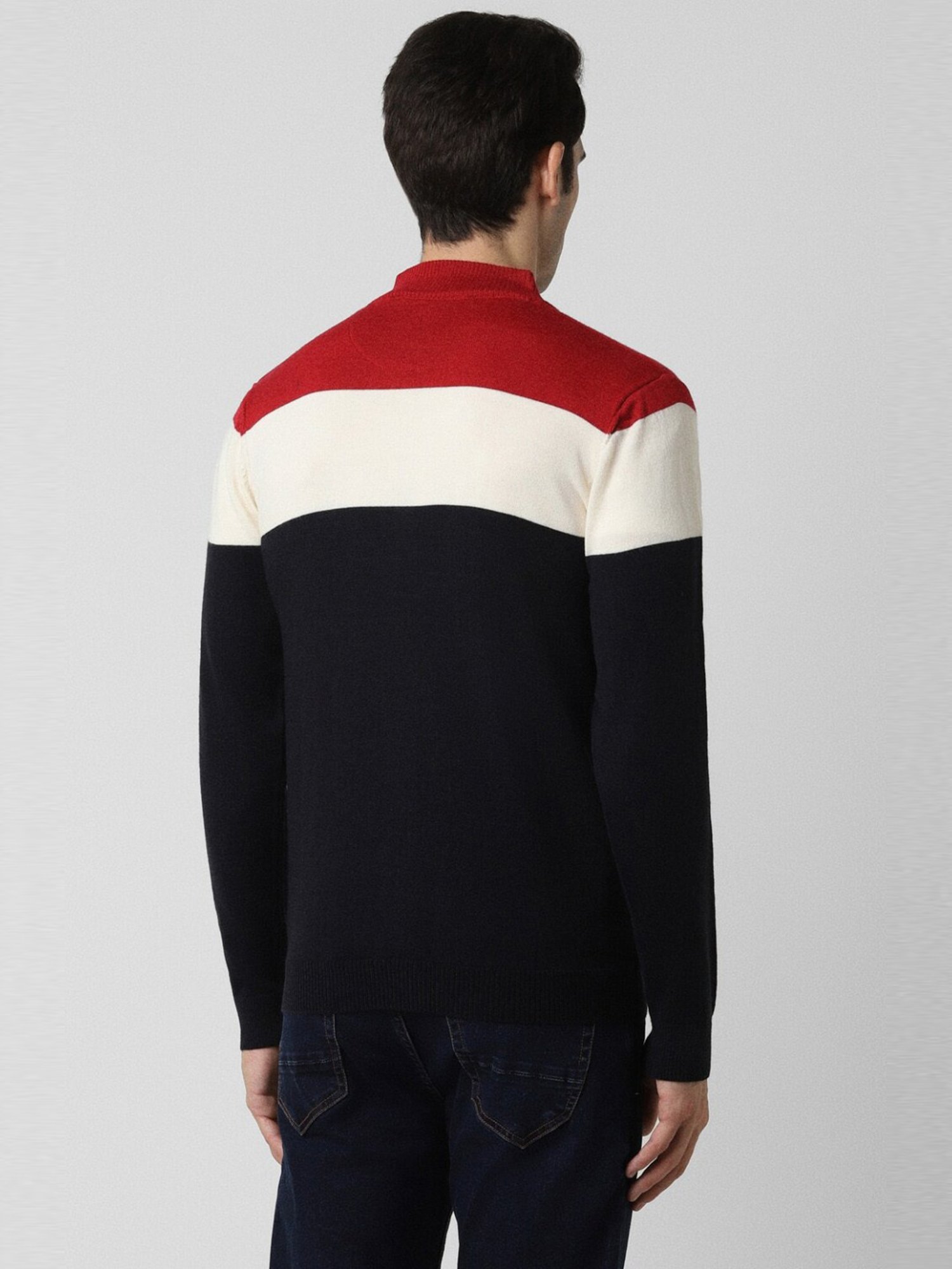 Van Heusen Black Regular Fit Colour Block Sweater