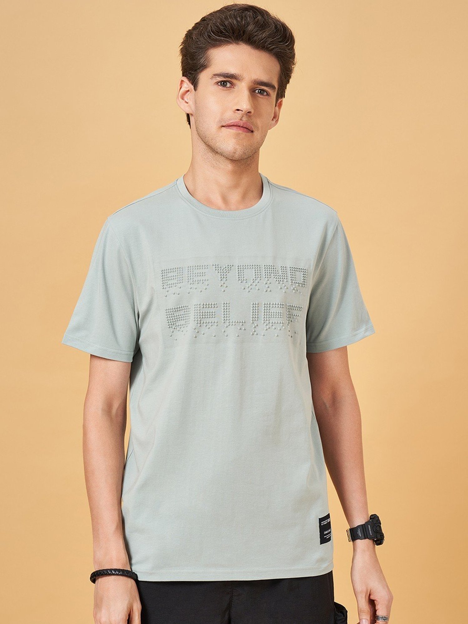 Street 808 by Pantaloons Nile Blue Regular Fit Printed T-Shirt
