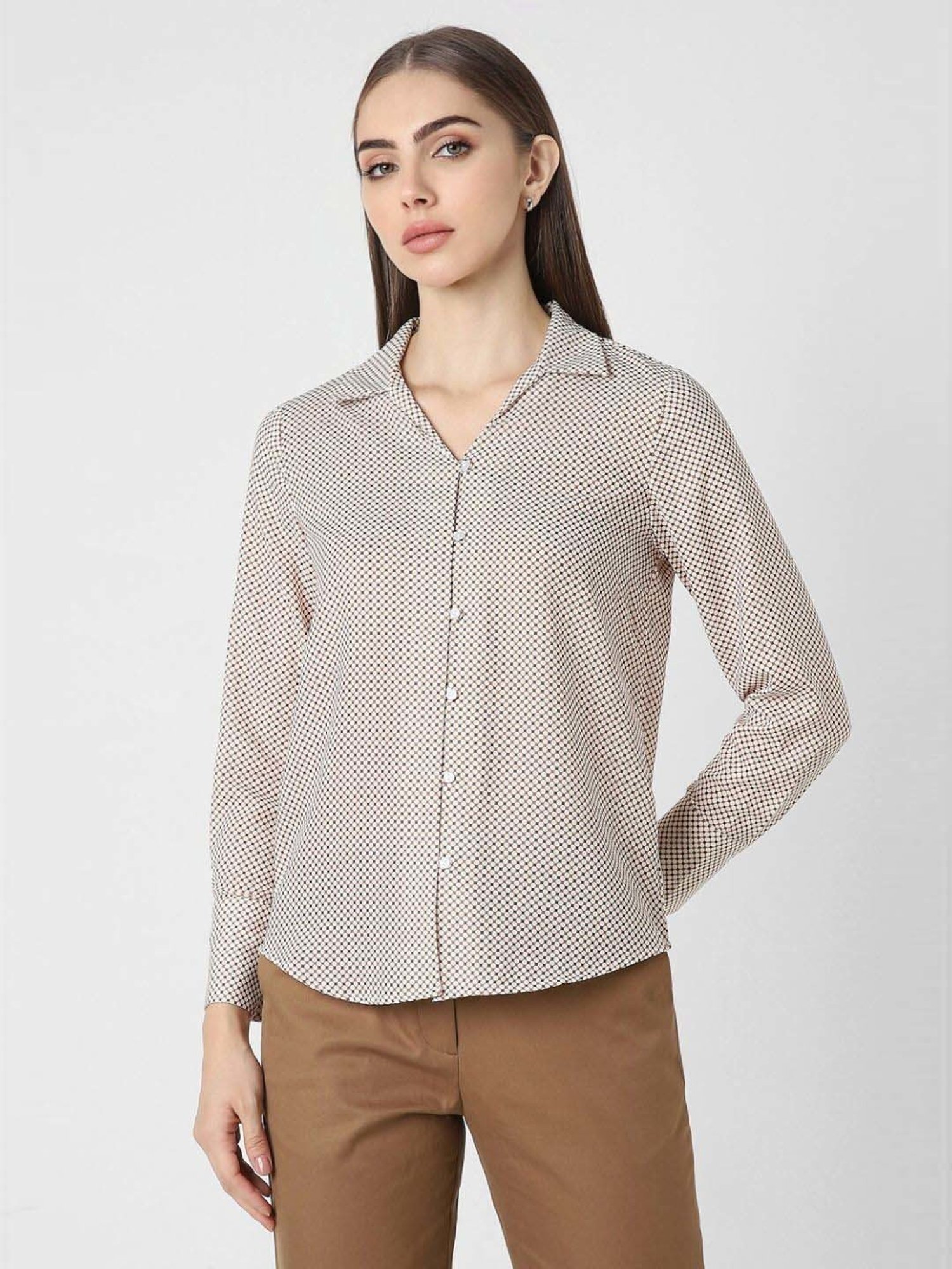 Van Heusen White Printed Formal Shirt