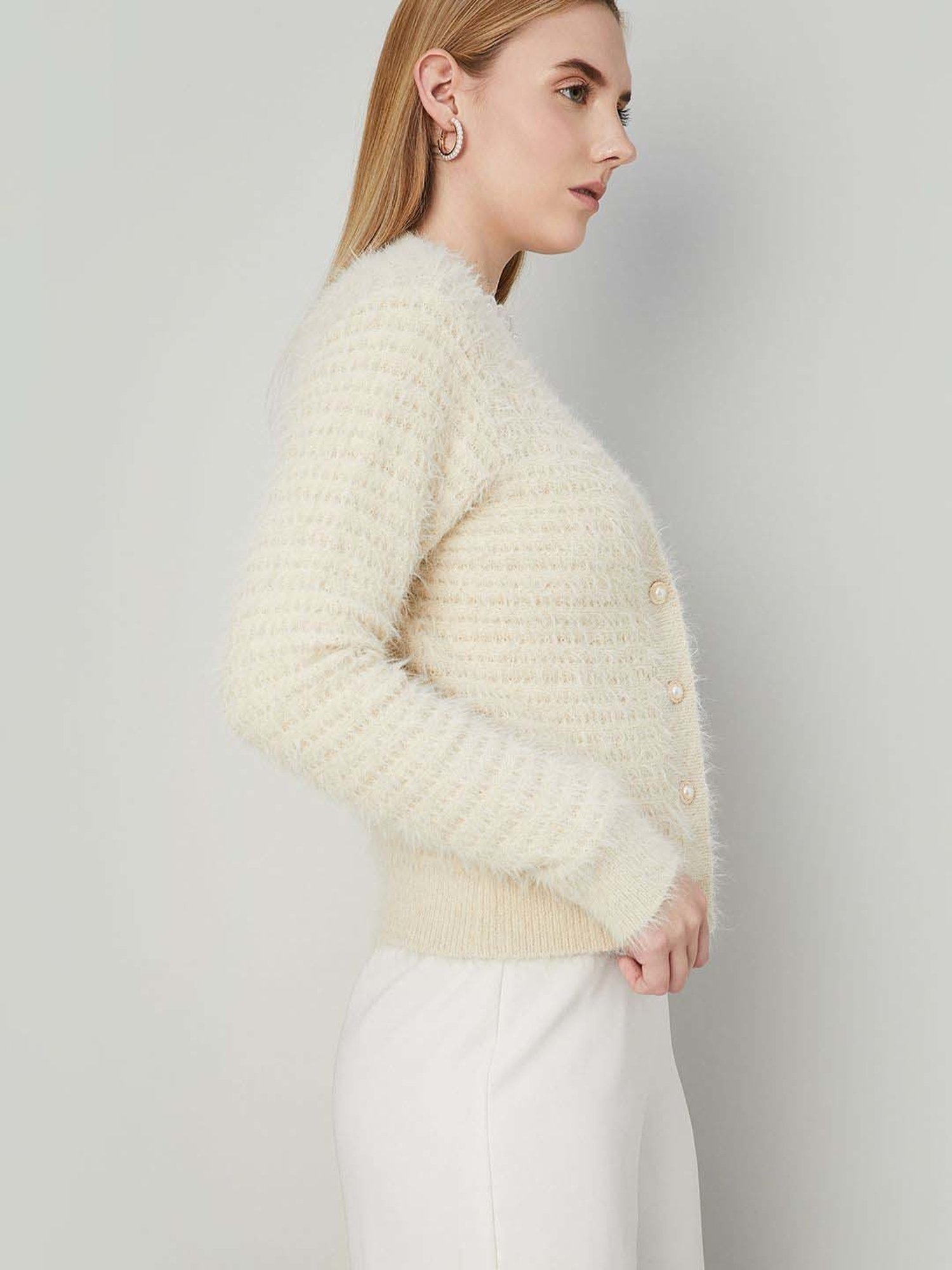 Code by Lifestyle Cream Self Pattern Cardigan