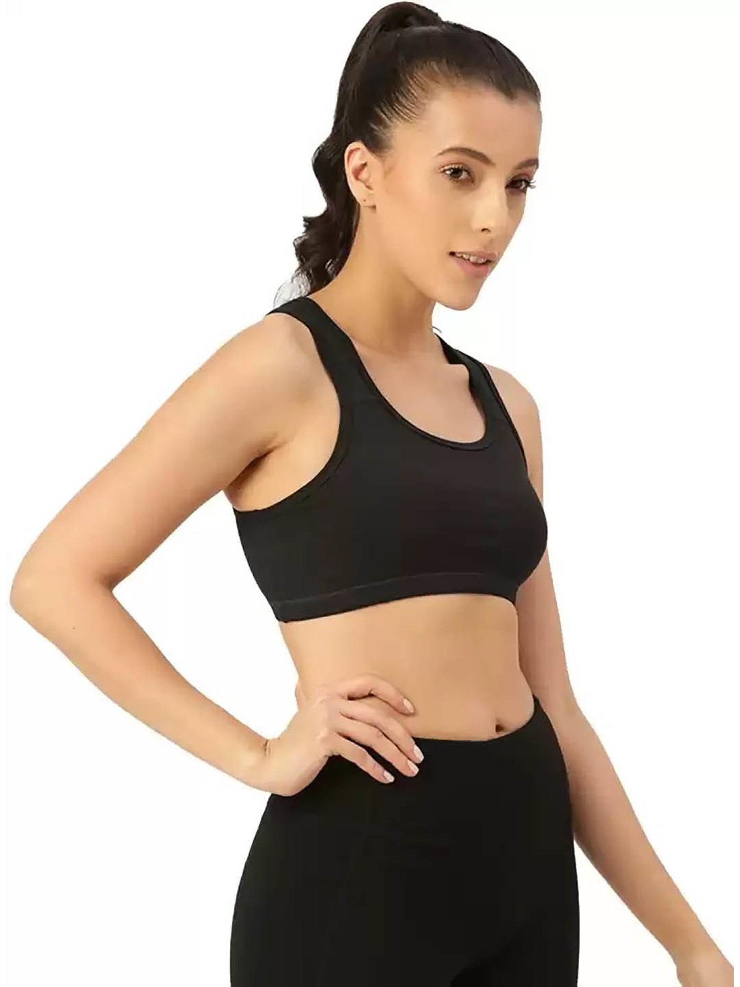 Leading Lady Black Non-Padded Sports Bra