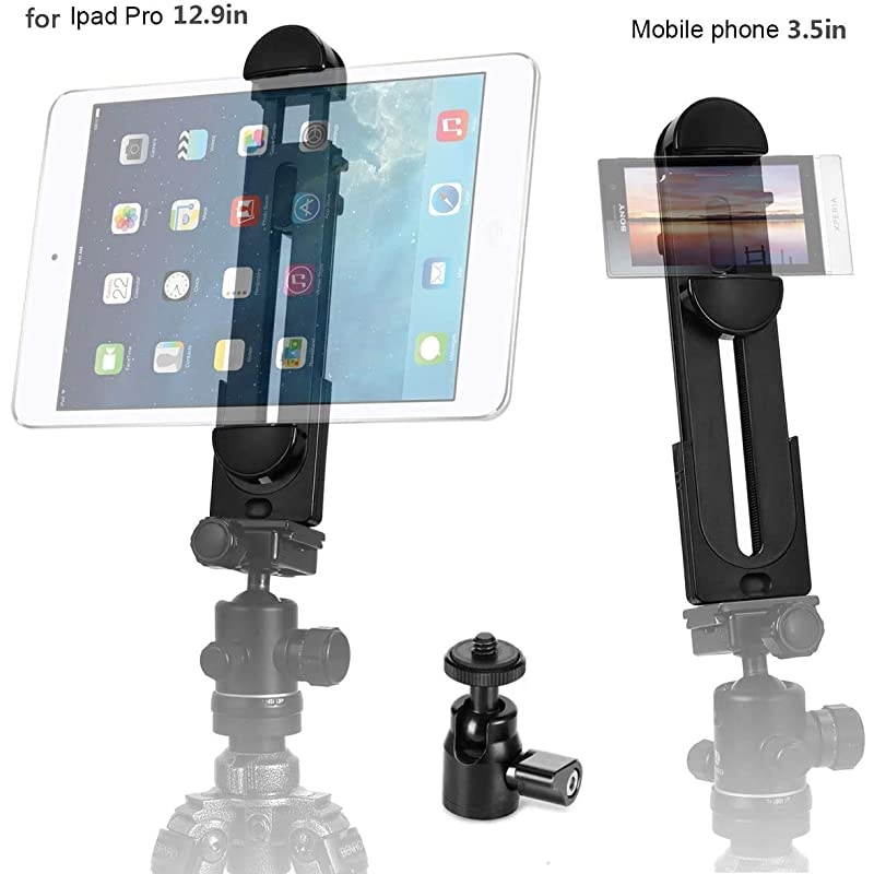 2in1 Phone iPad Pro Tripod Mount Adapter Universal Tablet Clamp Holder Fits 35129 Inch iPad AirMini MS Surface Most Phones Mini Tripod Ball Head for  MonopodTripodSelfie Stick
