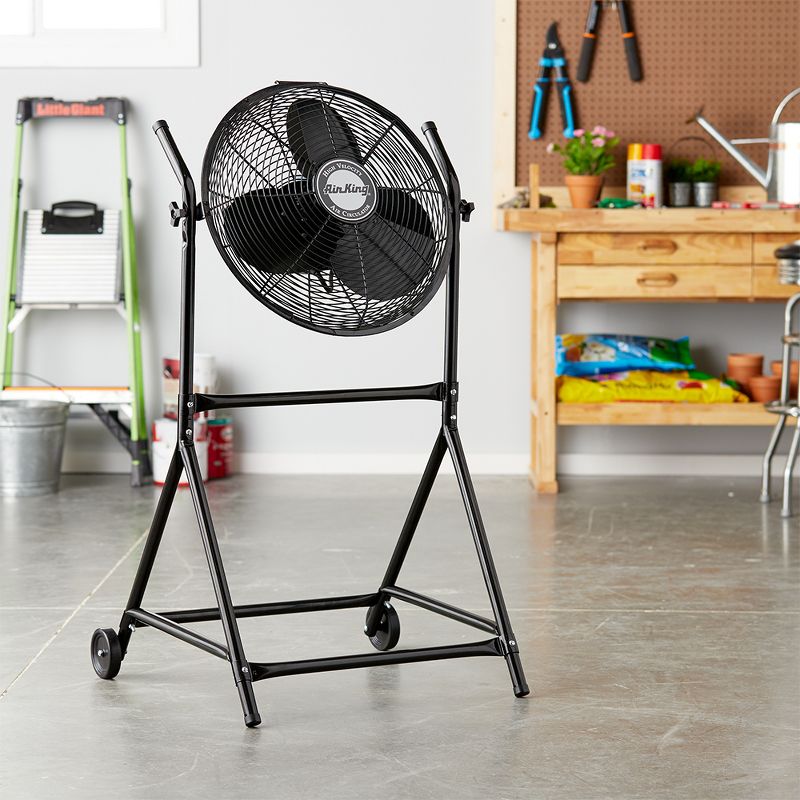 Air King 18" 1/6 HP 3-Speed Adjustable Height Floor Fan with Roll-About Stand