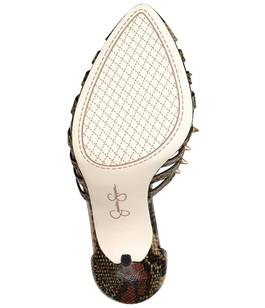 Jessica Simpson Westah Snake Print Studded Ankle Strap Pumps