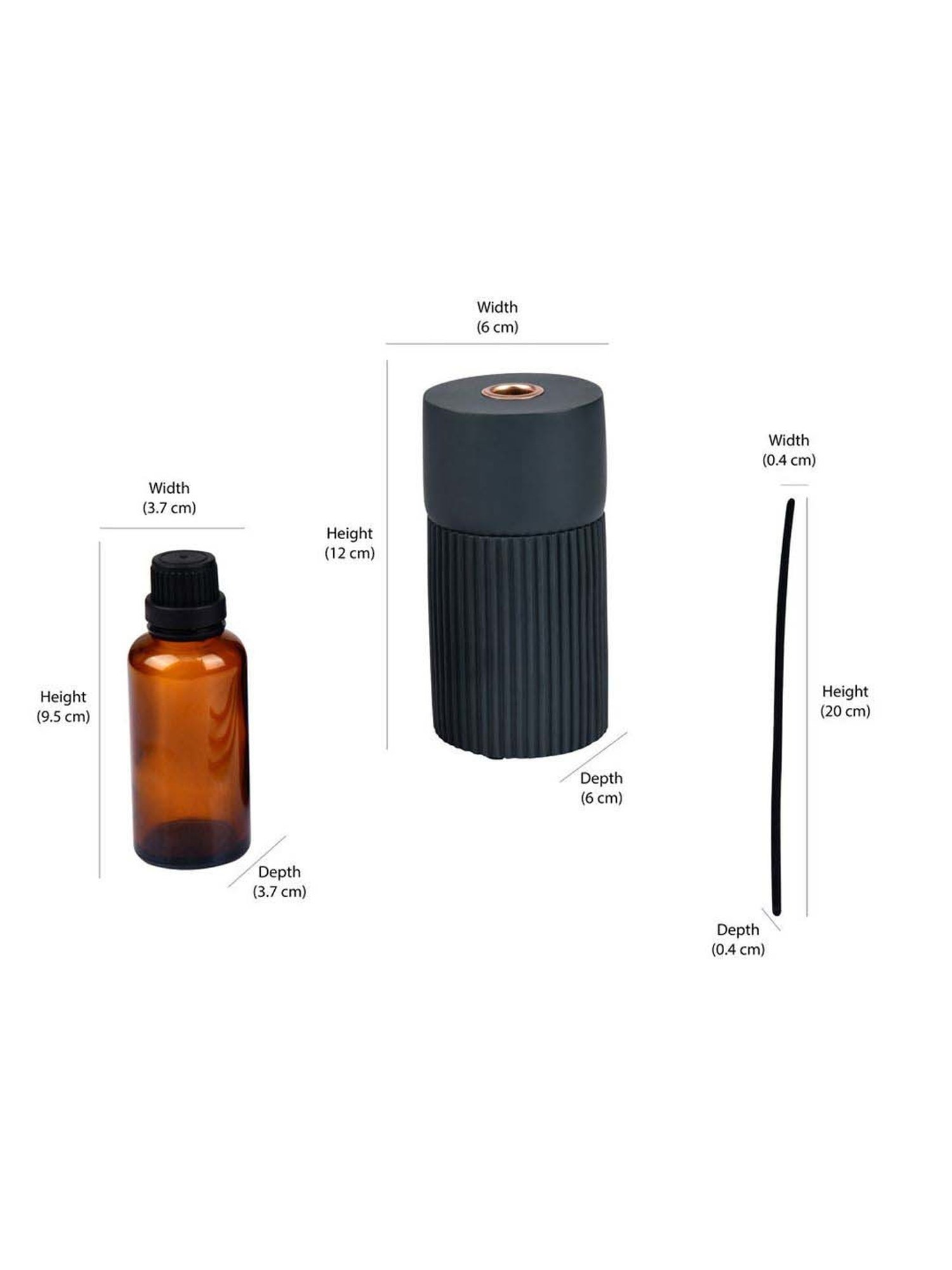 @home Grey Resin Fluted Design Reed Diffuser Storage Jar